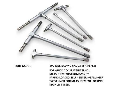 BORE GAUGE 6PC TELESCOPING GAUGE SET S/STEEL